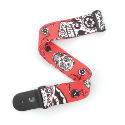 Ремень для гитары Planet Waves P20W1414 ткань "Sugar Skulls" красный