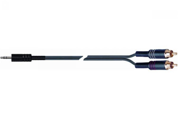 QUIK LOK STR612-3 BK компонентный кабель, разъёмы Stereo 3.5mm jack - 2 RCA, чёрный, 3 м