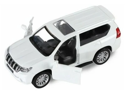 Машина "АВТОПАНОРАМА" Land Cruiser Prado, белый, 1/42, инерция, откр. двери, в/к 17,5*12,5*6,5 см