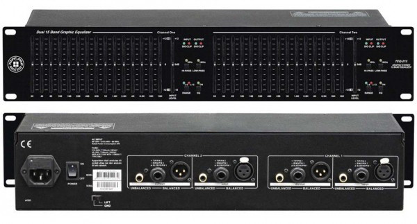 15и полосный графический стерео эквалайзер TOPP PRO TEQ-215 XLR&TRS вх/вых