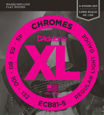 Струны для 5-струнной бас-гитары DADDARIO ECB81-5, Light, 45-132