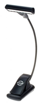 K&M 12247-000-55 подсветка для нот на прищепке, 8 LED, питание от 3 батареек ААА, чёрная, в комплекте чехол