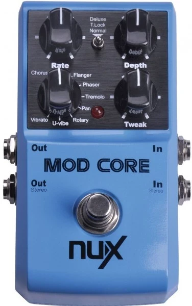 NUX MOD CORE DELUXE педаль эффектов Chorus, flanger, phaser, tremolo, rotary, pan, u-vibe and vibrato