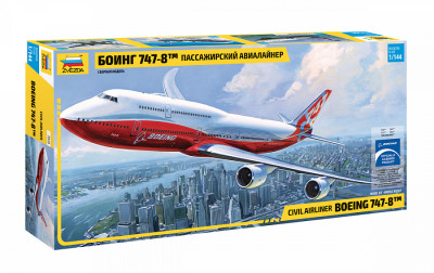 Пассажирский авиалайнер "Боинг 747-8" 1/144