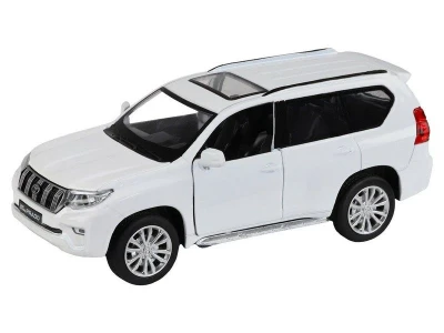 Машина "АВТОПАНОРАМА" Land Cruiser Prado, белый, 1/32, свет, звук, инерция, в/к 17,5*13,5*9 см