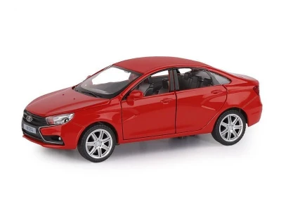 Машина "АВТОПАНОРАМА" LADA VESTA седан, 1/24, красный, свет. звук. эффекты, в/к 24,5*12,5*10,5 см