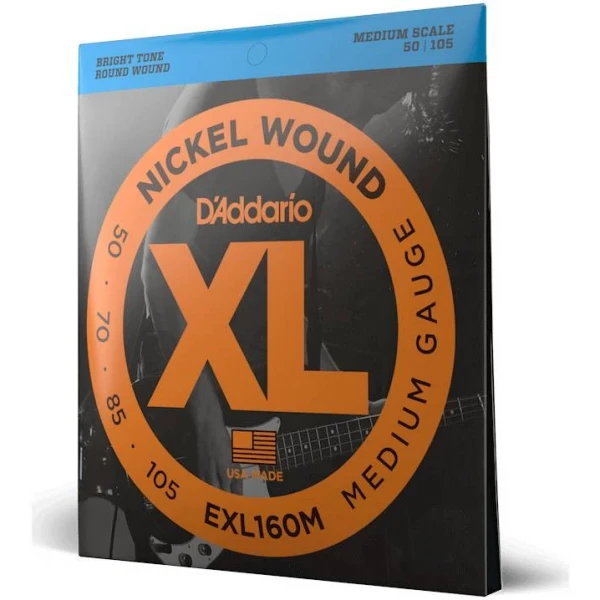 Струны для 4-х струнной бас-гитары D'ADDARIO EXL160 M Medium среднее натяжение