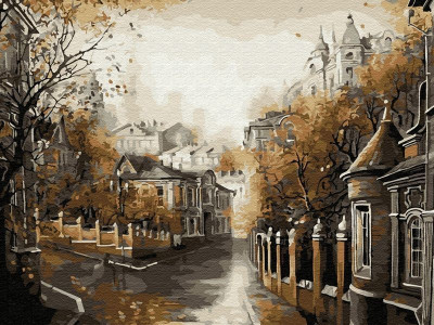 Картина по номерам с цветной схемой на холсте (30х40) МОСКОВСКАЯ ОСЕНЬ (16 цветов)