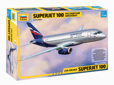 Пассажирский авиалайнер "Суперджет 100" 1/144