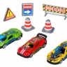 Набор металлических машинок AUTODRIVE JB0403990, Гоночные машины 3шт с дор. знаками в/к 23*17,5*4см
