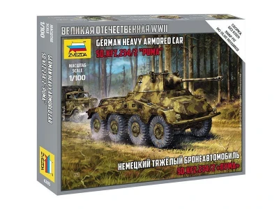 Сборная модель ZVEZDA Немецкий тяжелый бронеавтомобиль SD.KFZ.234/2 "Пума", 1/100