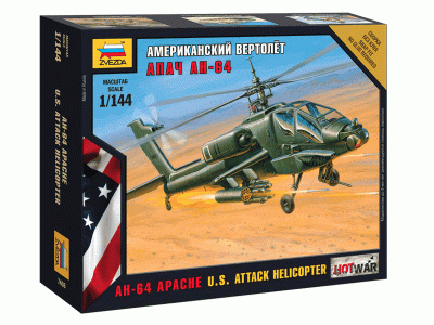 Сборная модель ZVEZDA Американский вертолёт Апач, 1/144