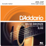 Струны для акустической гитары D'ADDARIO EJ10 бронза 80/20, Extra Light 10-47