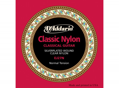 Струны для классической гитары D'ADDARIO EJ27N серебро (Silver), Normal Tension
