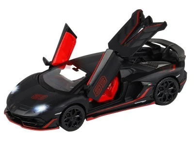 Машина "АВТОПАНОРАМА" Lamborghini SVJ, 1/32, черный матовый, свет, звук, в/к 17,5*12,5*6,5 см