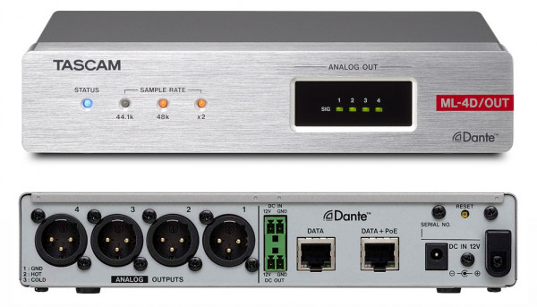 Конвертор Tascam ML-4D/OUT-X Dante-Analogue с DSP Mixer