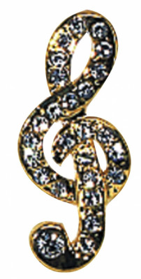 GEWA  PINS Treble Cleff значок скрипичный ключ, позолоченный, с иммитацией драгоценных камней