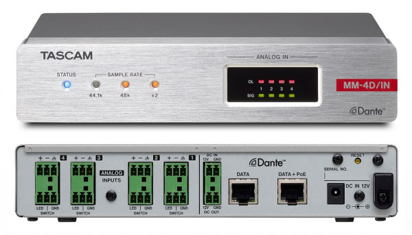 Конвертор Tascam MM-4D/IN-E Dante-Analogue с DSP Mixer