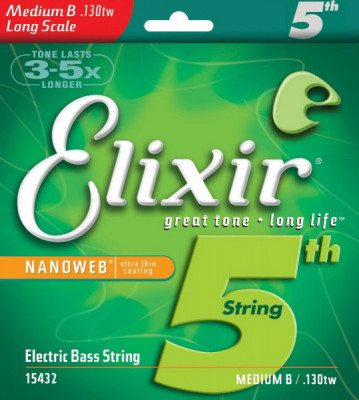 ELIXIR 15432 Nanoweb Medium B 130 одиночная 5-я струна для бас гитары